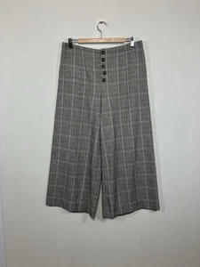 Anthropologie Culottes Trousers Size UK 14 High Waist Check Smart Work Holiday - Picture 1 of 8