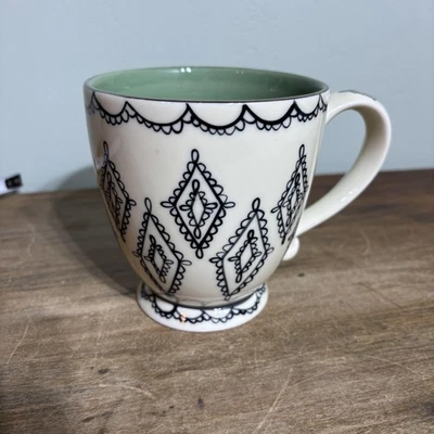 Taza Barista Starbucks Vintage Interior Verde Encaje Diamante Pedestal Taza de Café Foto 1 de 4