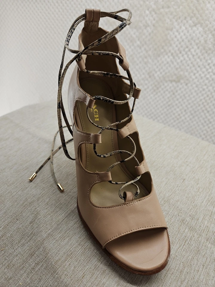 Coach Kira Lace Up-Up-Up Elegant Fun Open Toe Pinky Nude Sz 7.5 B Pre-loved - Image 1 of 4