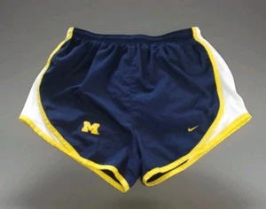 Michigan Wolverines Womens Navy Blue Yellow Nike Dri Fit Lined Athletic Shorts M - Picture 1 of 5