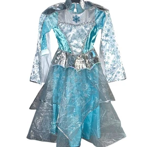 Disney Frozen Elsa Costume Sz 5-6 Velvet Dress Cape Halloween Dress Up Snowflake - Picture 1 of 10
