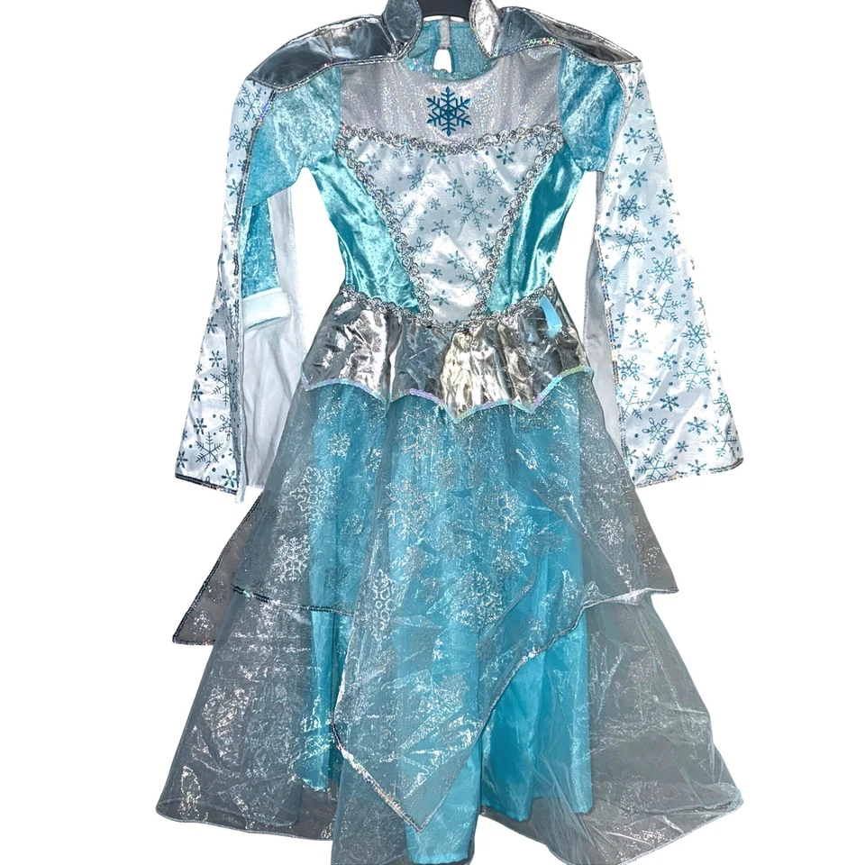 Disney Frozen Elsa Disfraz Talla 5-6 Terciopelo Vestido Capa Halloween Vestir Copo de Nieve Foto 1 de 4