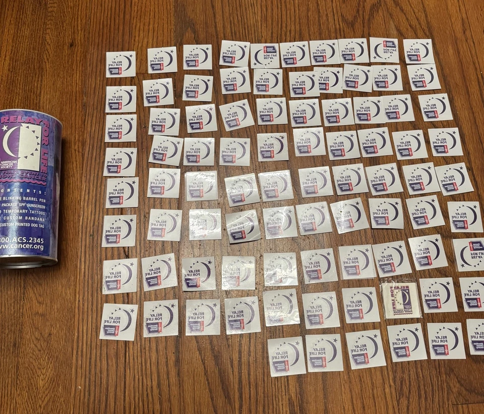 86 Tatuajes RELÉ DE POR VIDA Conciencia del Cáncer Cinta Púrpura Tatuajes Temporales Nuevo de Lote Antiguo Foto 1 de 1