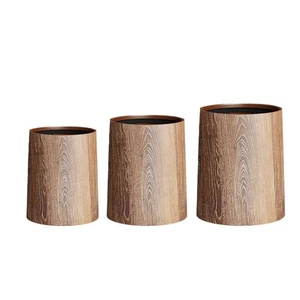 Wood Grain Trash Can Trash Bin Portable Household Elegant Wastebasket Waste - Picture 1 of 20