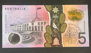 2016 $5 AA16 XF First Prefix Australian Banknote Five Dollar AA 16 EF - Picture 1 of 3
