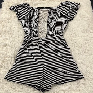 kidpik girls striped crochet romper XL 14 back peep trendy - Picture 1 of 9