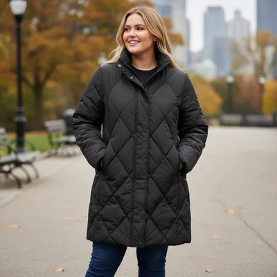 Jaqueta Parka Marc New York Feminina Marrom Escuro Zíper Completo Extra Grande Capuz e Cinto Ausentes - Imagem 1 de 4