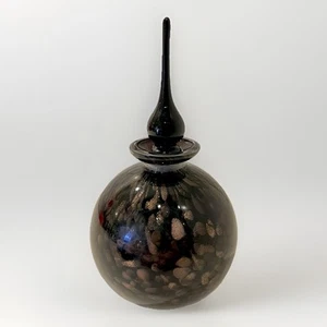 Hand Blown Beautiful Art Glass Perfume Bottle Black Copper Gold - Picture 1 of 6