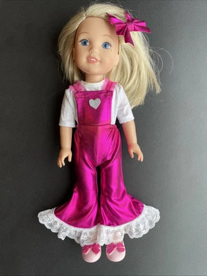 "Mono metálico Top, pasador y zapatos 14,5"" ropa para muñeca traje Wellie Wisher" Foto 1 de 4