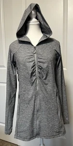 Athleta Womens Heather Gray Full Zip Jacket Size Medium Hooded Lightweight - Picture 1 of 20