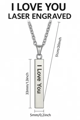 Custom Engraved Stainless Steel Bar Necklace – Personalized Pendant Gift - Image 1 of 2