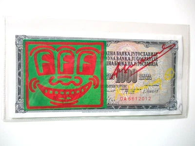 1000 Dinara VON WARHOL/HARING 2x ORIGINAL BEARBEITET + SIGNIERT USPS-ST. 1987 - Bild 1 von 4