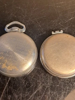 Hamilton AN-5740 Military Pocket Watch Case Keystone Base Metal -Lot of 2 - Image 1 of 4