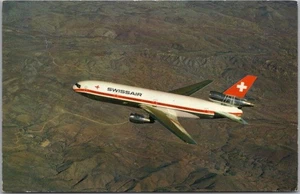 Vintage SWISSAIR Aviation Advertising Postcard "DC-10-30" 1974 Swiss Cancel - Picture 1 of 2