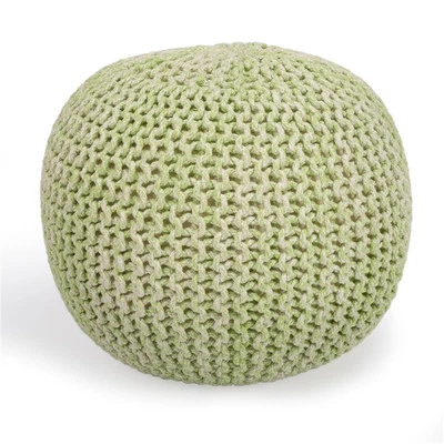 Butler Specialty Company Pincushion Woven Cotton 19"W Pouffe - Green - Image 1 of 2