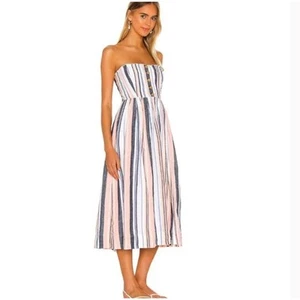 FREE PEOPLE Dress Lilah Strapless Stripes Ruched - Size Small - Picture 1 of 8