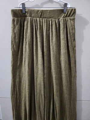 Pantalones ATM para mujer M oliva ancho jersey de algodón con bolsillos elásticos lisos Foto 1 de 4