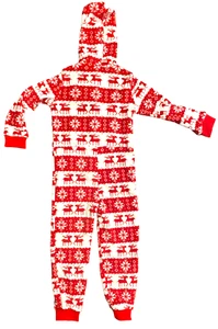 Christmas Pajamas with Hood - Kids Size 6-7Y - Holiday Xmas PJs - Reindeer - Picture 1 of 2