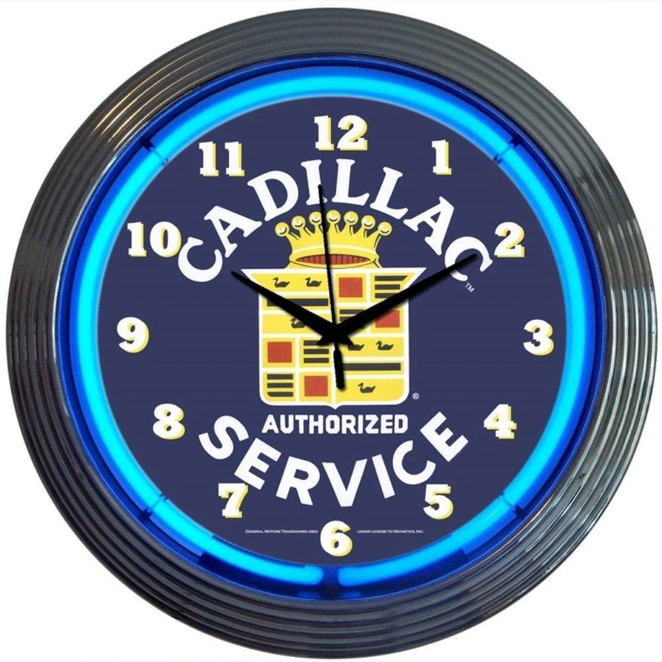 Cadillac Service Licensed Neon Clock 15"x15" - Image 1 of 1