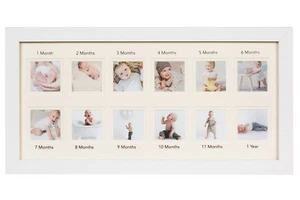 Marco de fotos de primer año para bebé recién nacido collage con doce ranuras de 2x2 - Imagen 1 de 18
