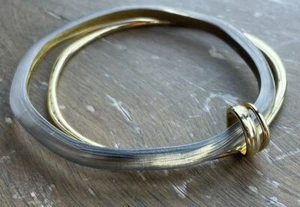 ALEXIS BITTAR SMOKY LUCITE AND YELLOW GOLD PLATED ORBITING BANGLE BRACELET SET * - Picture 1 of 24