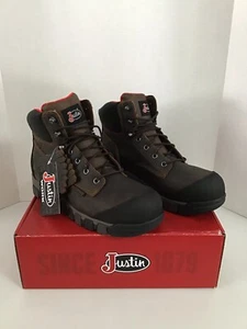 Justin WK581 Comp Toe Waterproof Leather Work Boots Meets ASTM Standard Sz 8 D - Picture 1 of 10