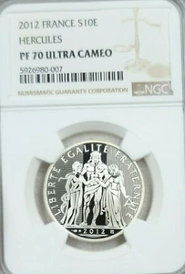 2012 FRANCE SILVER 10 EURO HERCULES NGC PF 70 ULTRA CAMEO PERFECTION LOW MINTAGE - Picture 1 of 4