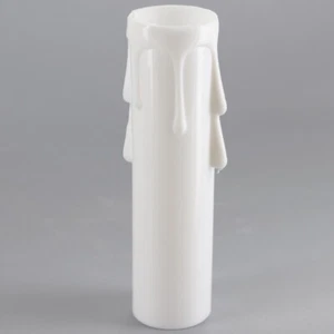 3" WHITE PLASTIC CANDELABRA CANDLE COVER WITH DRIPS 7/8"O.D. NEW 50285J - Picture 1 of 4