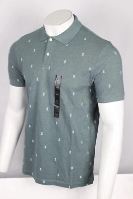 Banana Republic 男式 Pique Polo 有机棉热带印花 Adirondack 绿色 — 第 1/4 张图片