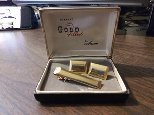 Vintage 12kt Gold Filled Tie Pin and Cuff Link w/ Box - Anson - Picture 1 of 7