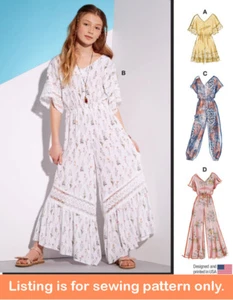 SEWING PATTERN Sew Girls Teen Tween Clothes Jumpsuit Romper Retro Boho Long 8317 - Picture 1 of 3