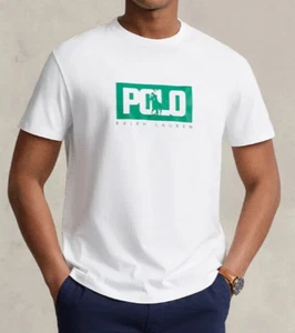 Neu mit Etikett HERREN POLO RALPH LAUREN S/S T-SHIRT ~ WEISS & GRÜN ~ GR. LRG - Bild 1 von 2