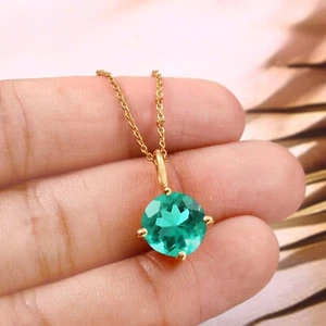 Colombian Emerald Pendant Green Emerald Gemstone Necklace May Birthstone Jewelry - Picture 1 of 4