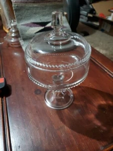 EAPG antique COVERED COMPOTE Adams Glass SAXON zig zag w lid 1888 - Picture 1 of 8