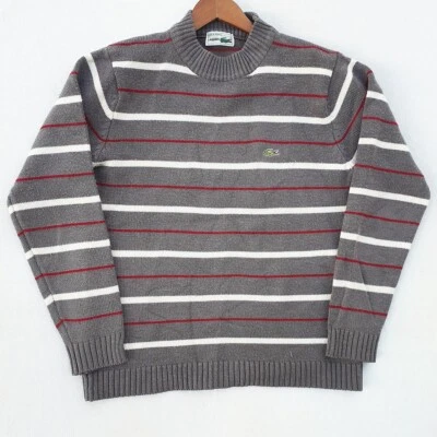 vintage Lacoste boys L  long sleeve Jumper Sweater crew neck multicolor striped - Imagen 1 de 4