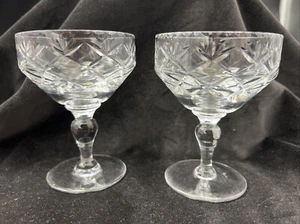 Par de copas de vidrio cortadas de colección excelente cristal de plomo tostado vino champán C1980 - Imagen 1 de 16