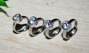 EDELSTAHL Ring Zirconia silber Strassstein +++ AUSWAHL +++ Strass LUXUS elegant - Bild 1 von 7