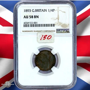 Great Britain 1893 Farthing NGC AU58BN - GBS055 - Picture 1 of 2