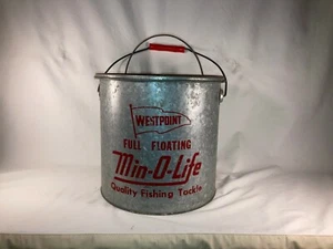 Vintage Westpoint Full Floating Min-O-Life Bait Minnow Bucket Fishing Galv. Pail - Picture 1 of 12
