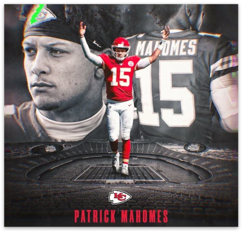 Kansas City Chiefs Patrick Mahomes Semi-Black & White on Field Photo MAGNET Cover