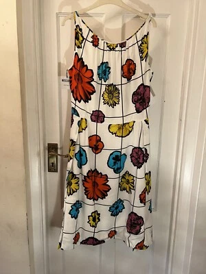 ¡Nuevo Moschino Couture! Vestido Gilbert & George floral blanco y multicolor, UK14 Foto 1 de 4