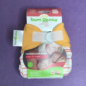 New bumGenius Little Newborn Cloth Diaper Stay Dry Inside Neutral Stripe 6-12lbs - Picture 1 of 3