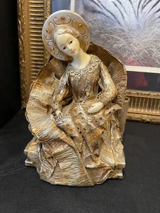 VTG 1968 KURT S ADLER Madonna Mary Baby Jesus(MSNG) Nativity Paper Mâché GOLD - Picture 1 of 7