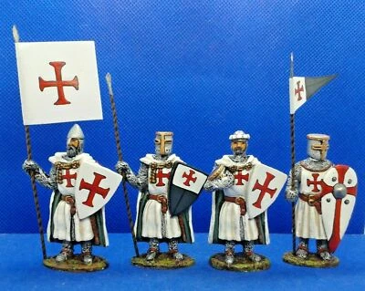 soldatini piombo CAVALIERI TEMPLARI 60 mm toy soldiers Il Plantageneto DIPINTO - Immagine 1 di 2