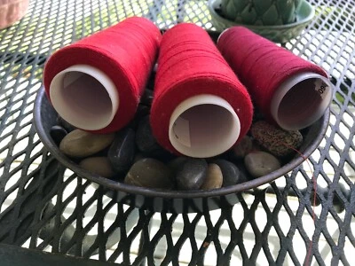 red 3 Surelock  spools 100% polyester not full sewing for surger - Image 1 of 3