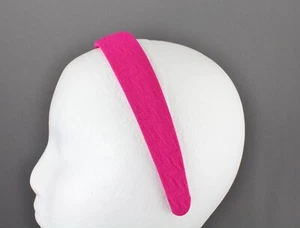 Fuchsia Pink 1 1/8" wide headband textured fabric covered hair band accessory - Picture 1 of 9