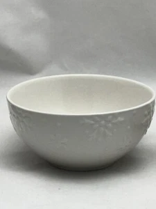 2 World Market 6”Bowls White With Embossed Snowflakes - Picture 1 of 14