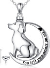 Dog Moon Paw Print Urn Cremation Necklace for Ashes 925 Sterling Silver Pendant