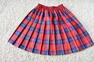 VINTAGE 1990's RED PLAID SCHOOL UNIFORM PLEATED SKIRT US WEAR SIZE 8 - Picture 1 of 4