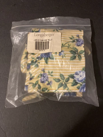 Longaberger Small flower Basket Liner #284019 Rose trellis Cover